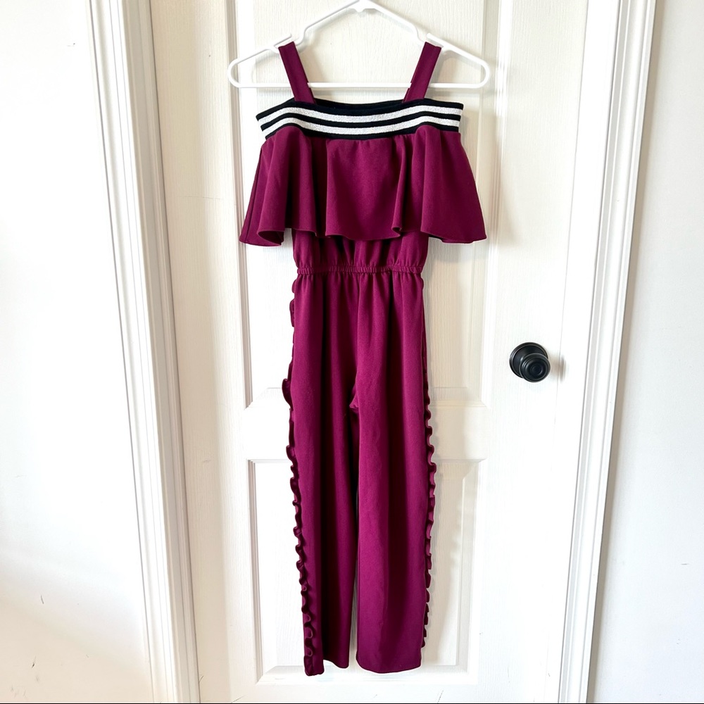 NOWADAYS Ruffled Cold Shoulder Girl’s Knit Jumpsuit—SZ. Medium (10/12)